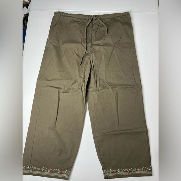 PARA Y2K Vintage Gasoline Embroidered Capri Cotton Bohemian Size 12 - Picture 1 of 14